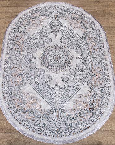Ковер турецкий 4535A Ascona (Полиэстер, серый) овальный